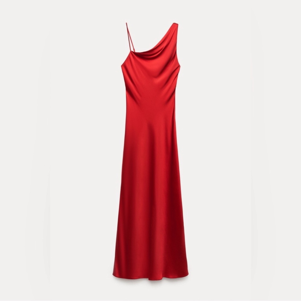 zara Red One-Shoulder Dress